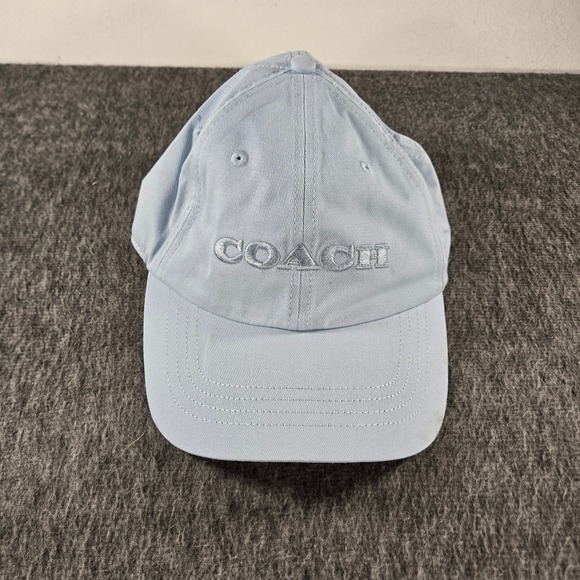 Coach Baseball Hat Womens O/S Light Blue Embroidered Logo Cotton Adjustable